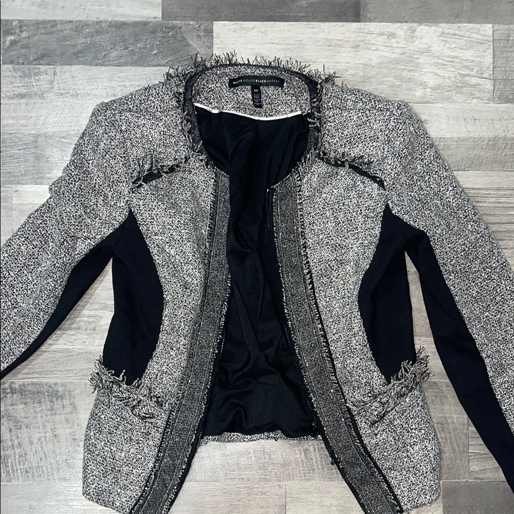 Women's Black and Gray Tweed Jacket